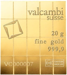 20 x 1g Gold Bar Valcambi CombiBar