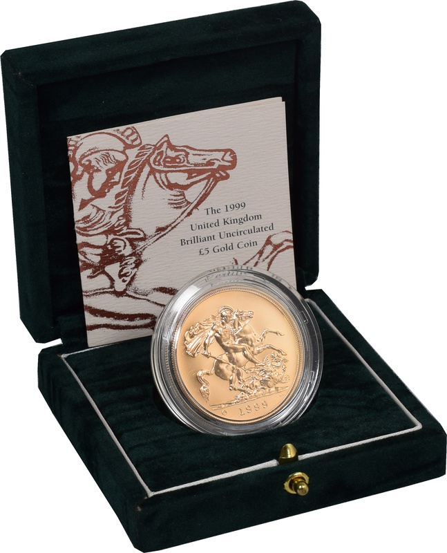 1999 - Gold £5 Brilliant Uncirculated Coin Boxed