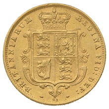 1876 Gold Half Sovereign Queen Victoria Young Head Shield Back