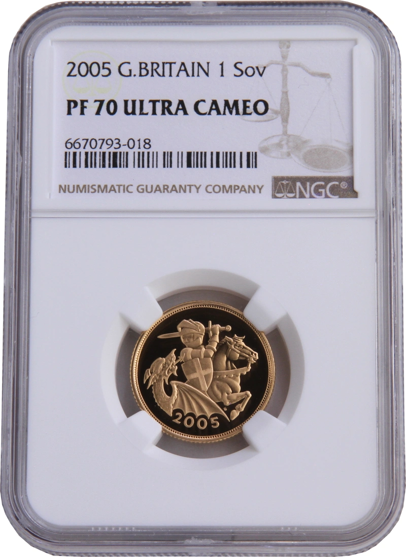2005 Proof Gold Sovereign Coin Elizabeth II Fourth Head NGC PF70