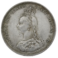 1887 Queen Victoria Silver Milled Shilling - About Uncirculated