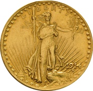 1914 $20 Gold Coin Double Eagle St Gaudens Head San Francisco