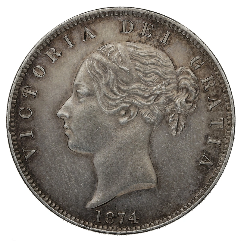 1874 Silver Half Crown Coin Queen Victoria
