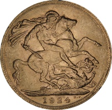 1924 Gold Sovereign Coin George V Melbourne NGC MS62