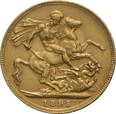 1895 Gold Sovereign Coin Queen Victoria Old Head