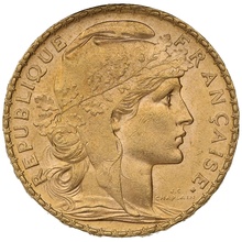 1904 French 20 Francs Gold Coin Marianne Rooster