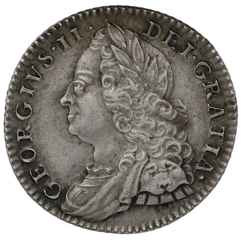 1758 Silver Sixpence Coin George II Milled 
