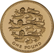 2002 Proof Gold £1 Pound Coin Three Lions