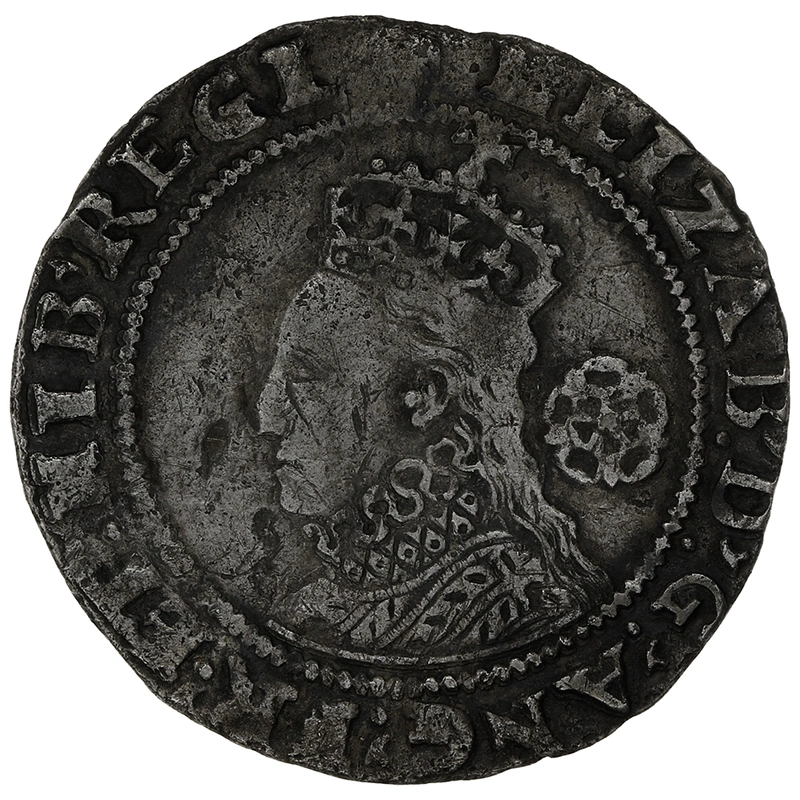 1593 Silver Sixpence Coin Elizabeth I Tun
