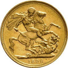 1896 Gold Sovereign Coin Queen Victoria Old Head Melbourne