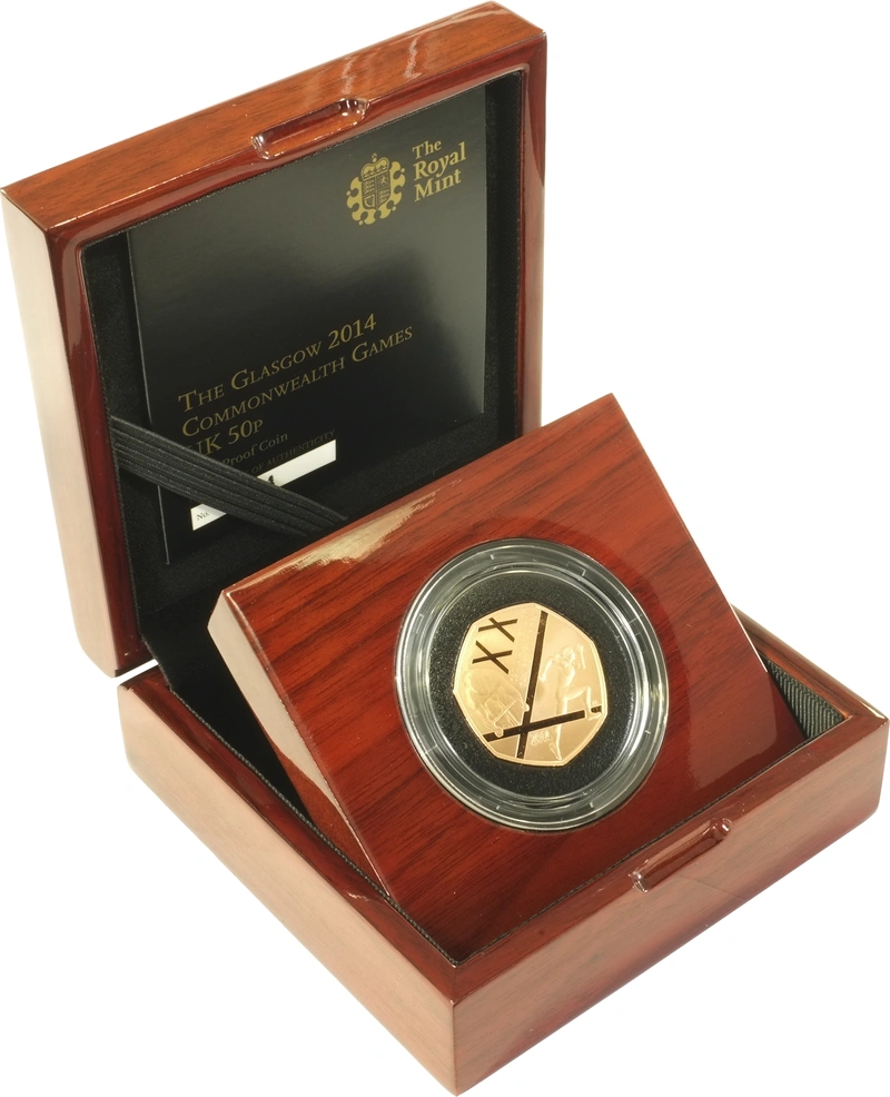 2014 Proof 50p Gold Coin Glasgow Commonwealth Games Boxed