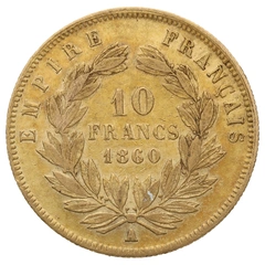 French 10 Francs Gold Coin Napoleon III Bare Head 1854-1860