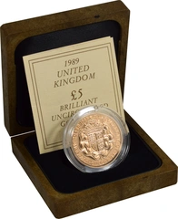 1989 Gold £5 Coin Brilliant Uncirculated 500th Anniversary Boxed