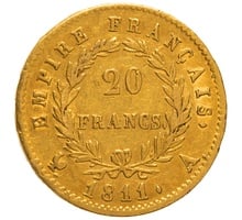1811 French 20 Francs Gold Coin Napoleon I Laureate Head A