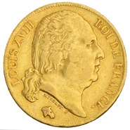 1820 20 French Francs - Louis XVIII Bare Head - A