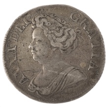 1711 Silver Shilling Coin Queen Anne Fine