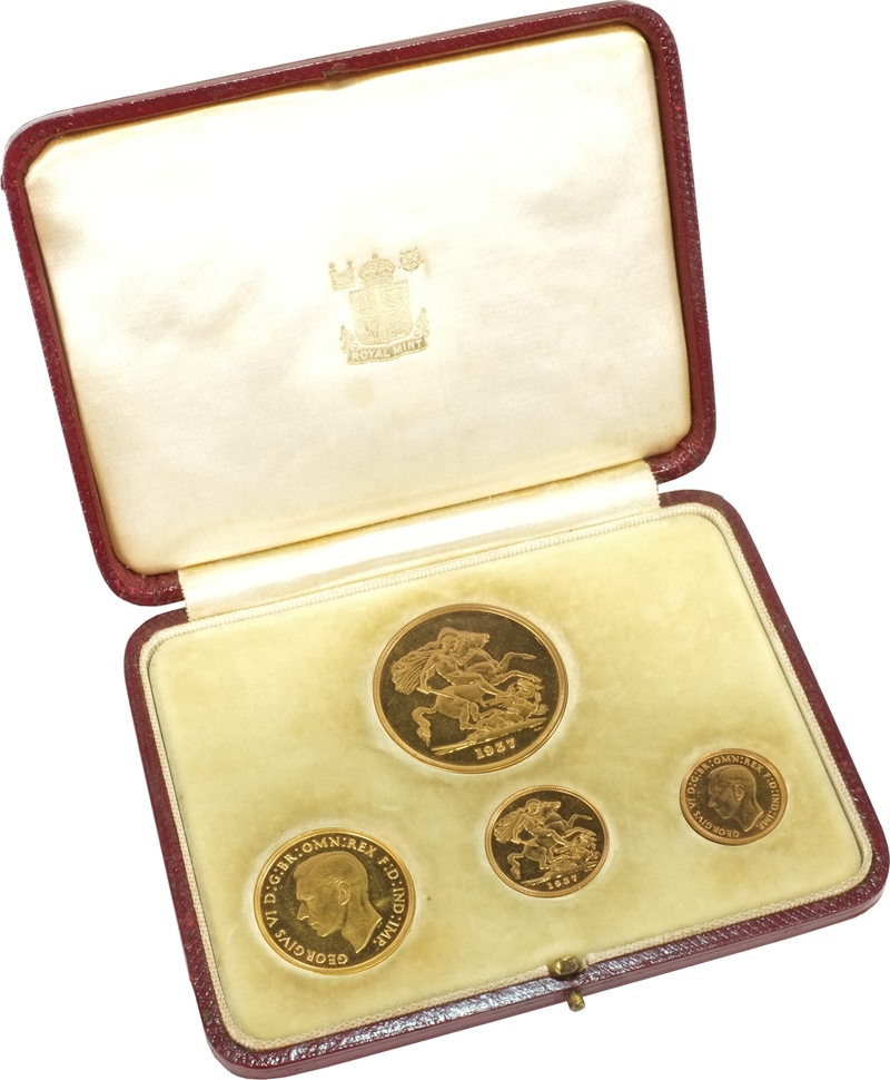 1937 Gold Proof Sovereign Four Coin Set Boxed