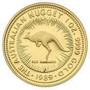 1989 Proof Australian Kangaroo Gold Nugget Coin 1oz