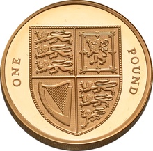 2008 Proof Gold £1 Pound Coin UK Royal Arms Shield Boxed