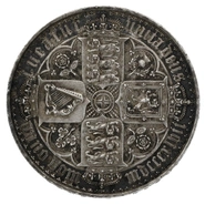 1847 Silver Crown Coin Queen Victoria Gothic UNDECIMO Almost Extremely Fine