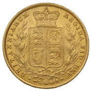 1857 Gold Sovereign - Victoria Young Head Shield Back - London