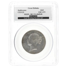 1845 Silver Half Crown Coin Queen Victoria CGS25