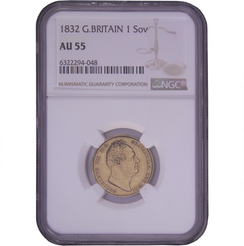 1832 Gold Sovereign William IV NGC AU55