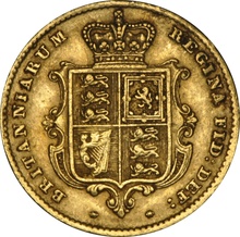 1853 Gold Half Sovereign Queen Victoria Young Head Shield Back NGC XF45