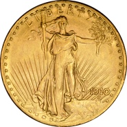 1910 $20 Gold Coin Double Eagle St Gaudens Head Denver