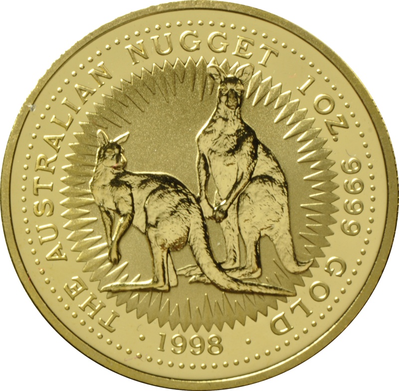 1998 Australian Kangaroo Gold Nugget Coin 1oz