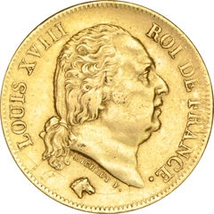 French 40 Francs Gold Coin Louis XVIII 1816-1824