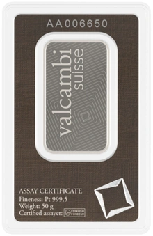50g Platinum Bar Valcambi Minted