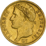 French 20 Francs Gold Coin Napoleon I Laureate Head 1807-1815