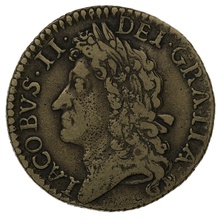 1689 December Irish James II Gunmoney Silver Shilling