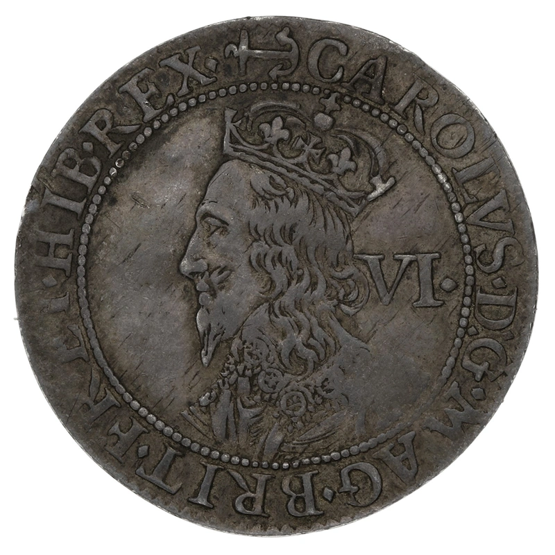 1638-1639 Silver Sixpence Coin Charles I Anchor