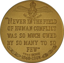 1965 Battle of Britain 25th Anniversary Gold Medal TKS 1.5" Boxed