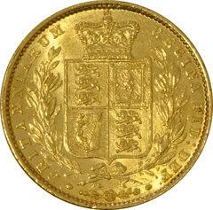 1860 Gold Sovereign Coin Queen Victoria Young Head Shield Back Tall 0