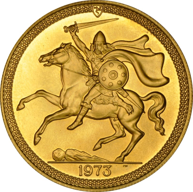 1973 Gold £5 Coin Quintuple Sovereign Isle of Man
