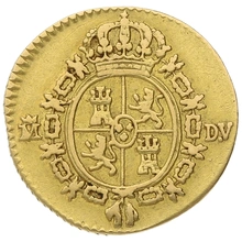 1786 Spanish 1/2 Escudos Gold Coin Charles III