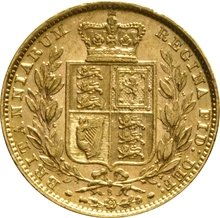 1880 Gold Sovereign Coin Queen Victoria Young Head Shield Back Sydney
