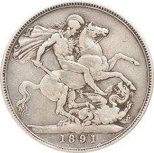 1891 Silver Crown Coin Queen Victoria Jubilee Head