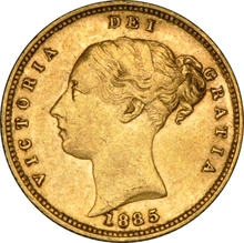 1885 Gold Half Sovereign Queen Victoria Young Head Shield Back NGC AU53