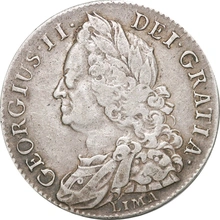 Silver Half Crown Coin George II Lima Good Fine