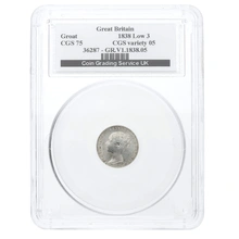 1838 Silver Groat Fourpence Coin Queen Victoria Low 3 Variety CGS75