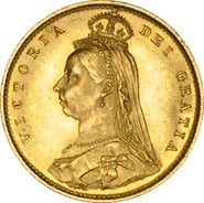 1887 Gold Half Sovereign Queen Victoria Jubilee Head Shield Back NGC MS64