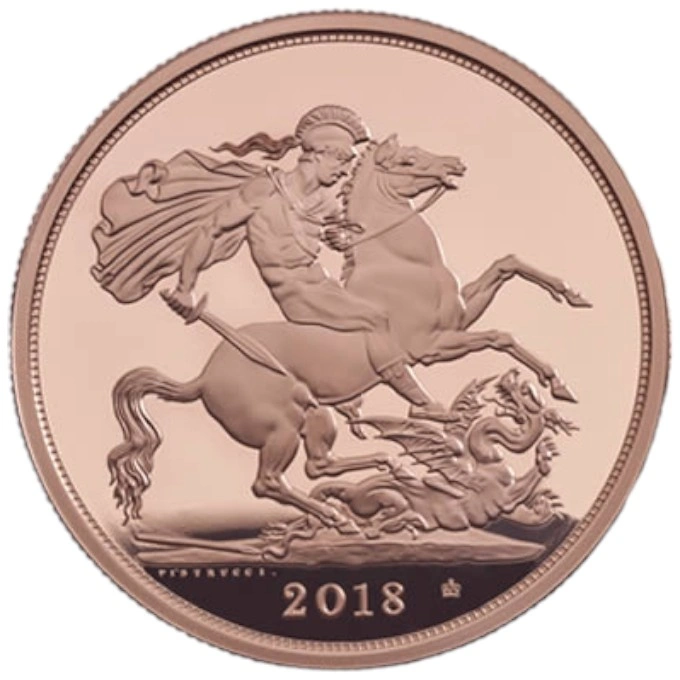 2018 Proof Gold £5 Coin Quintuple Sovereign 5th Head