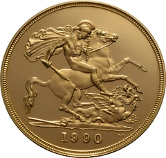 1990 Proof Gold £5 Coin Quintuple Sovereign