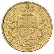1864 Gold Sovereign - Victoria Young Head Shield Back - London