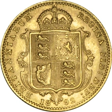 1892 Gold Half Sovereign Queen Victoria Jubilee Head Shield Back NGC MS61
