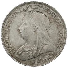 1897 Silver Shilling Coin Queen Victoria